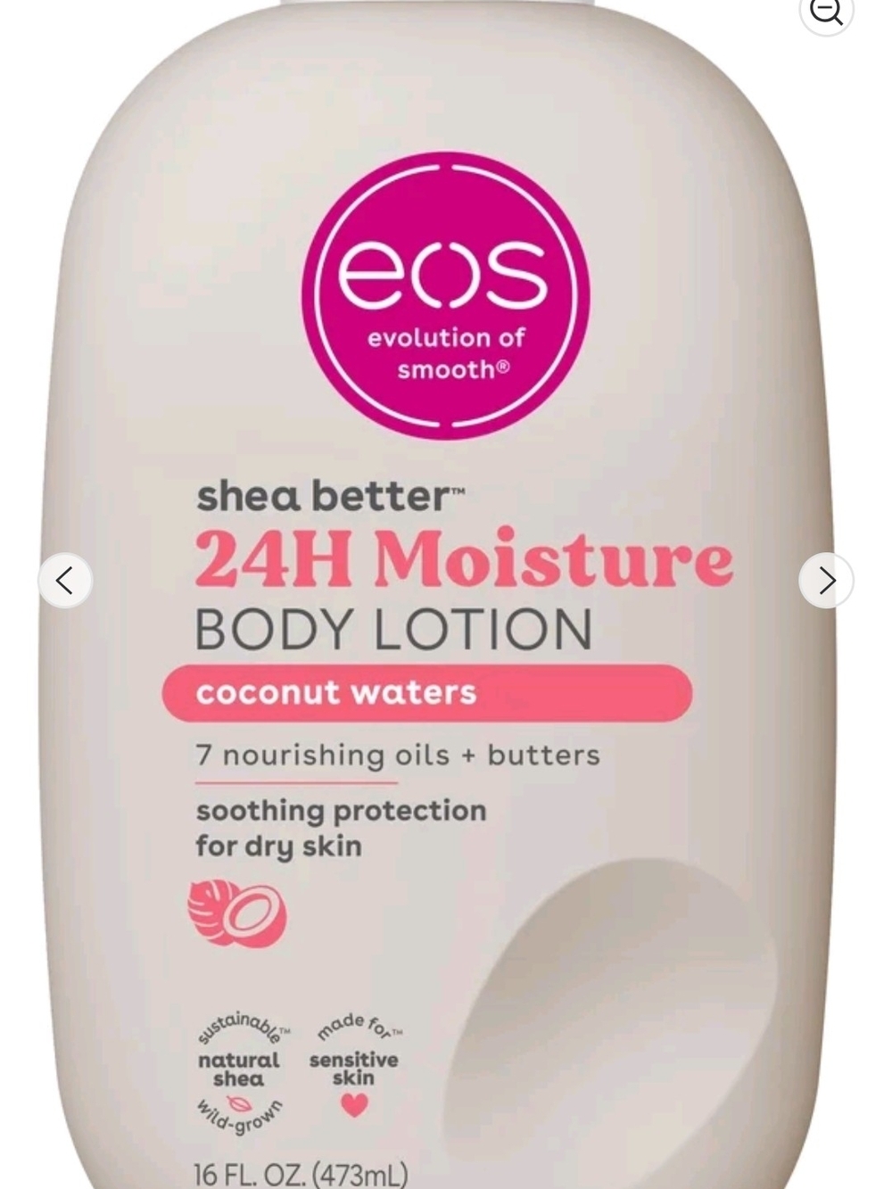 eos 24H Moisture Body Lotion in Pink and Cream Packaging